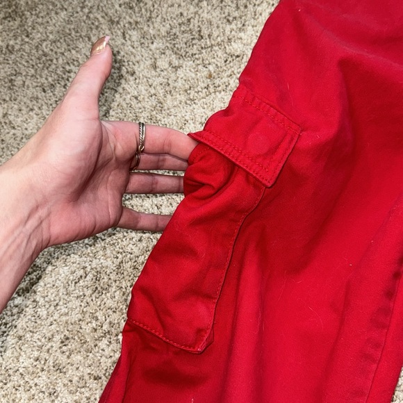 Red Cargo Jogger Pants - Picture 3 of 6